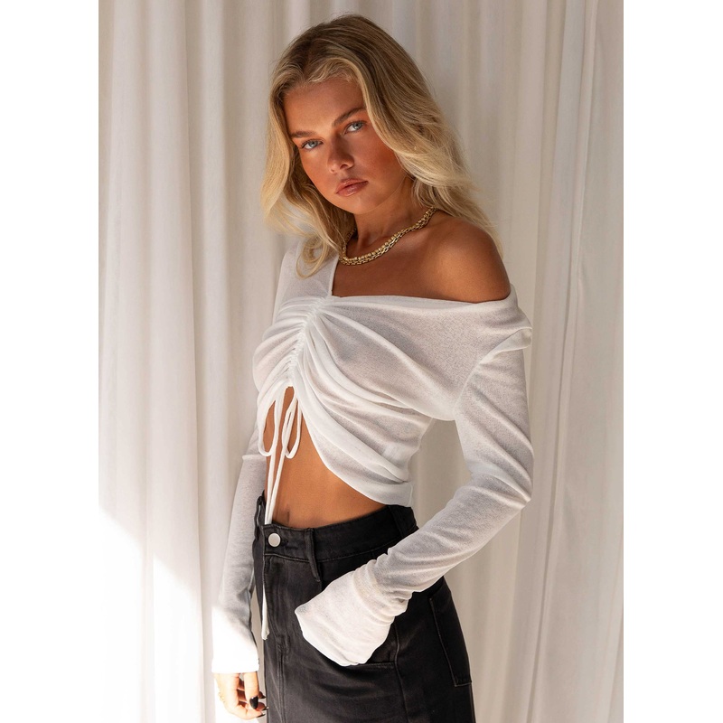 Be Honest Long Sleeve Top – White