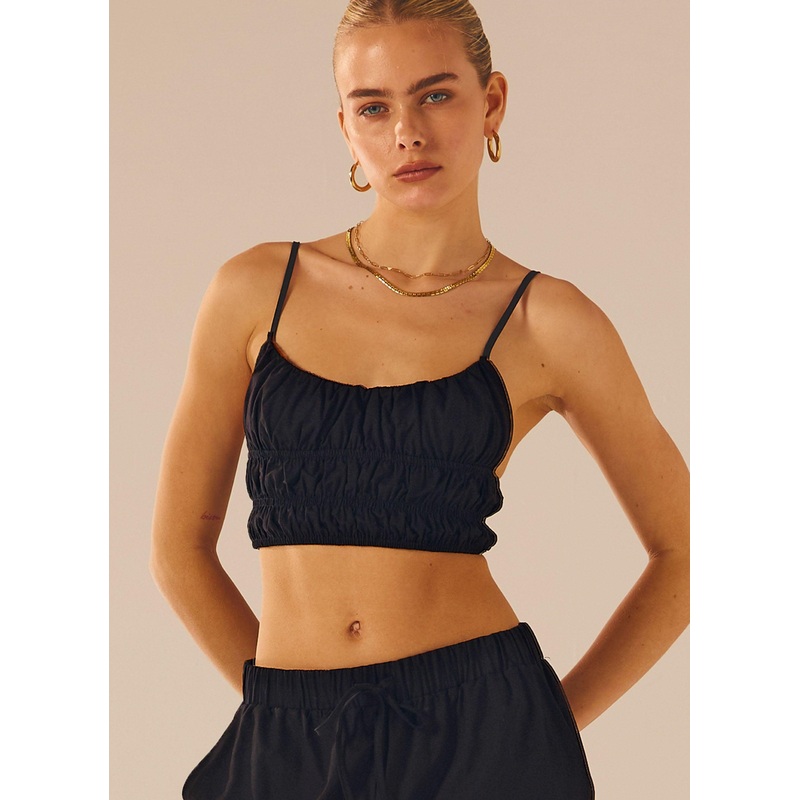 Beautiful Liar Linen Crop Top – Black