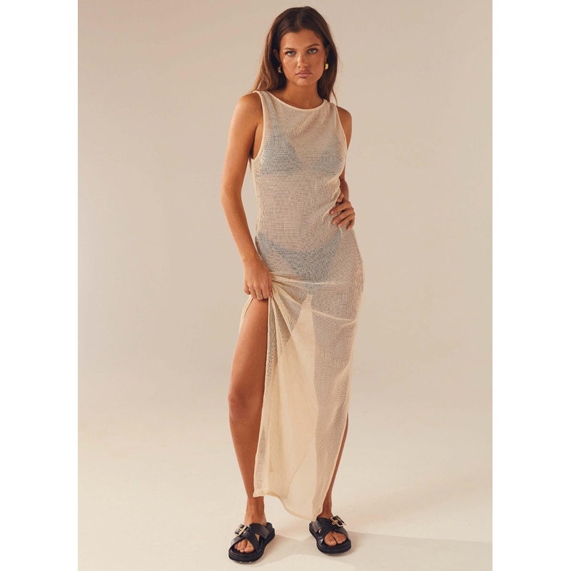 Caught Up Maxi Dress – Beige