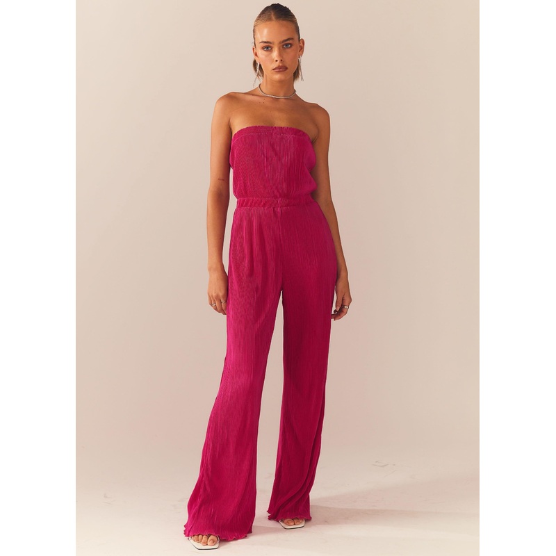 Doing The Most Plisse Jumpsuit – Magenta