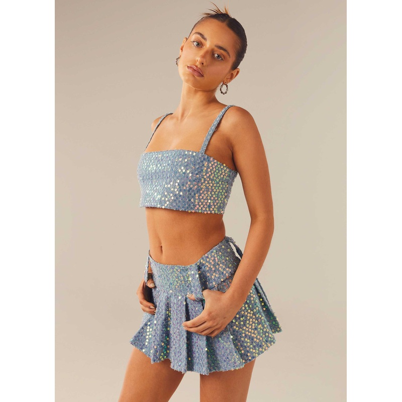 Fly Girl Crop Top – Sequin Denim