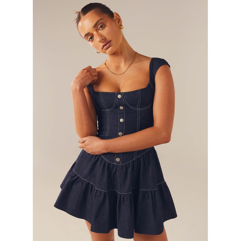 Isabella Denim Bustier Dress – Indigo