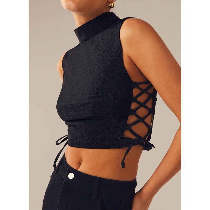 Levitate Crop Top – Black Moonlight