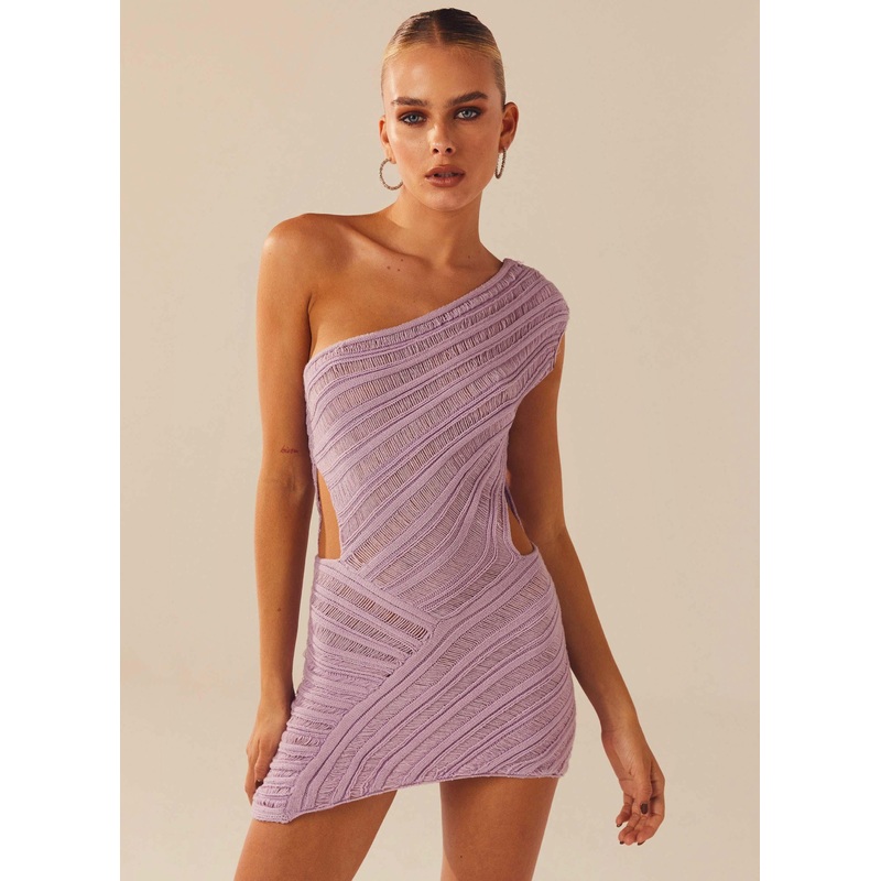 Percilla Ladder Knit Mini Dress – Lavender