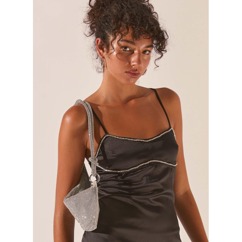 Worst Behaviour Diamante Maxi Dress – Onyx