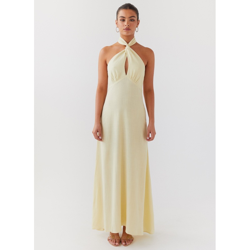 Adrienne Linen Maxi Dress – Lemon