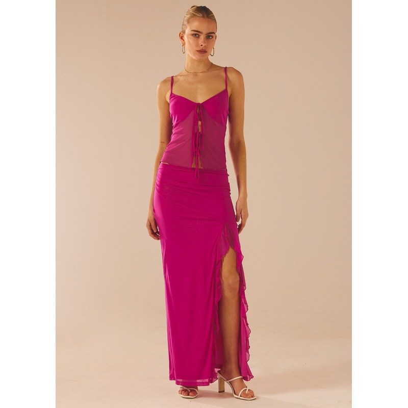 Bittersweet Mesh Maxi Skirt – Mulberry