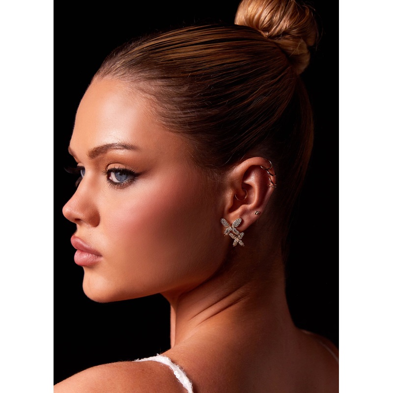Bold Move Diamante Earrings – Gold