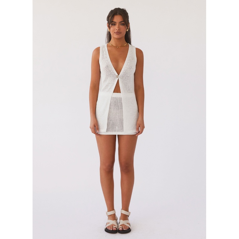 Capri Glow Knit Mini Skirt – White