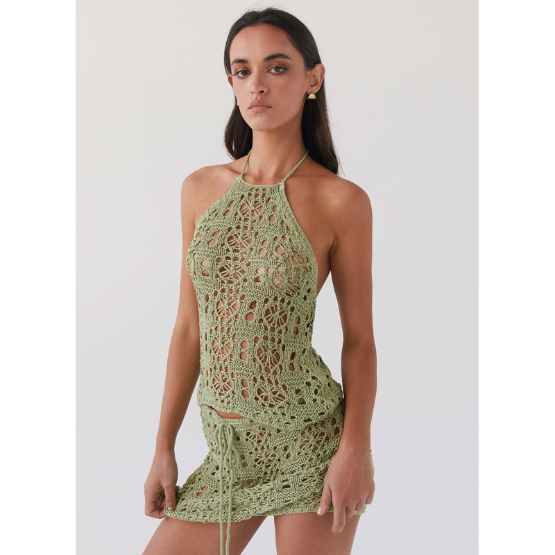 Free Mind Crochet Top – Light Olive