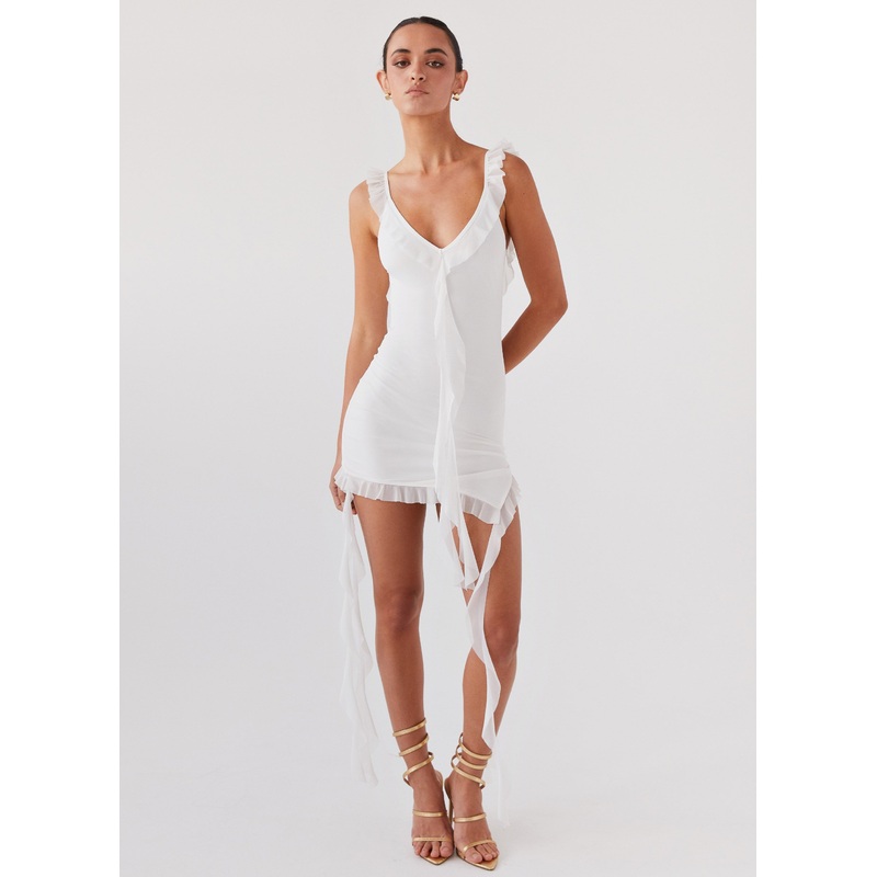 Heaven Knows Frill Mini Dress – White