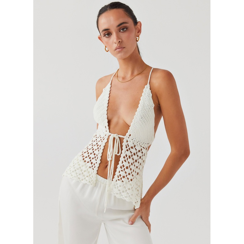Into You Crochet Tie Top – Ivory