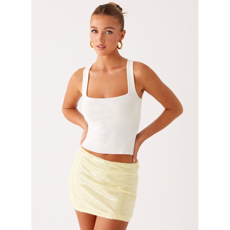 Nostalgic Nights Sequin Mini Skirt – Lemon Spritz