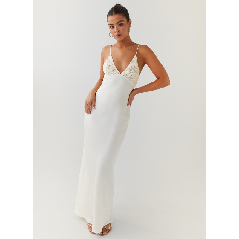 Perfect World Satin Maxi Dress – Pearl Dove