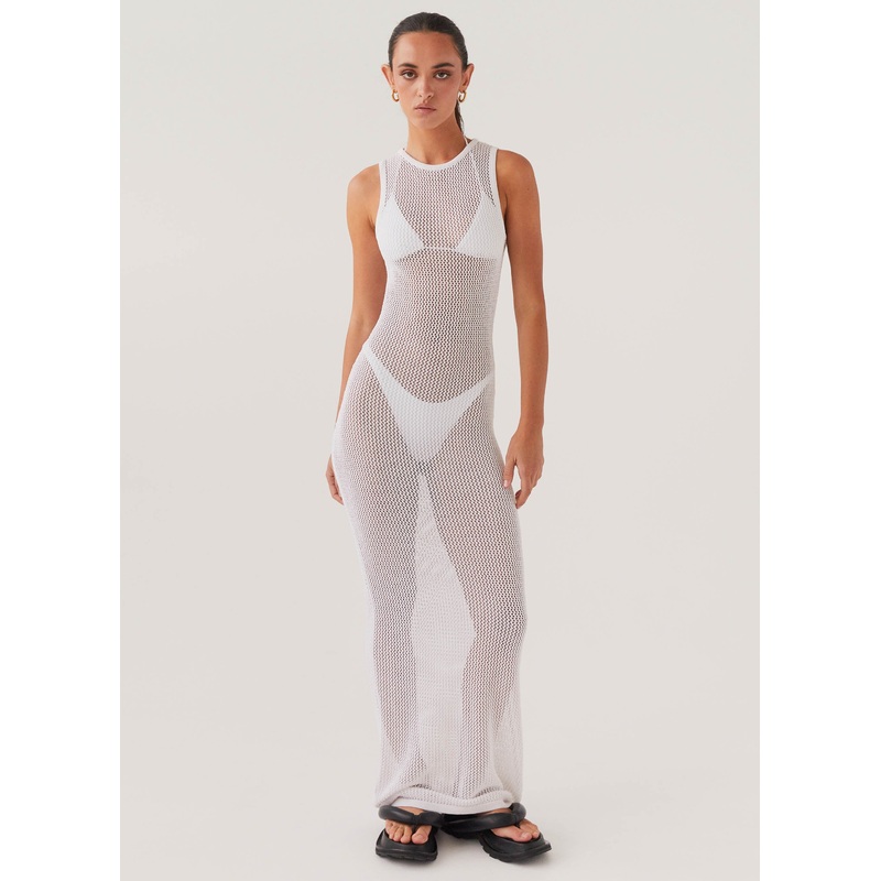 Rock The Boat Crochet Maxi Dress – White