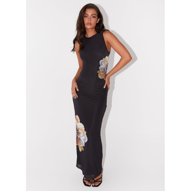 Side Effects Mesh Maxi Dress – Black Orchid