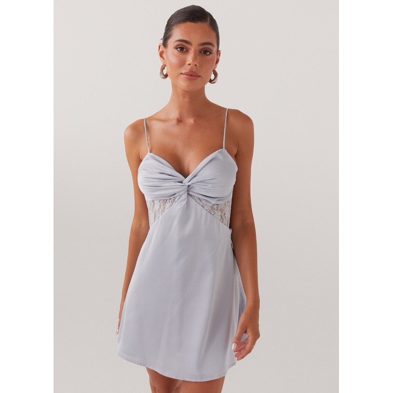 Ayla Satin Mini Dress – Arctic Blue