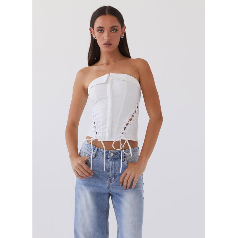 Be My Soulmate Bustier Top – White