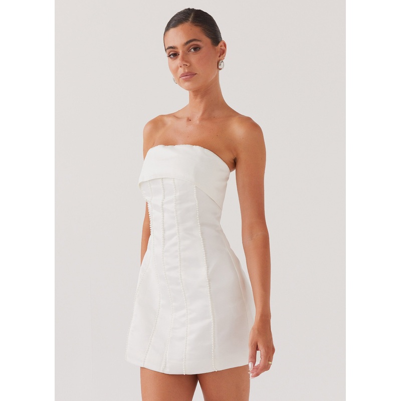 Bombshell Tube Mini Dress – White Pearl