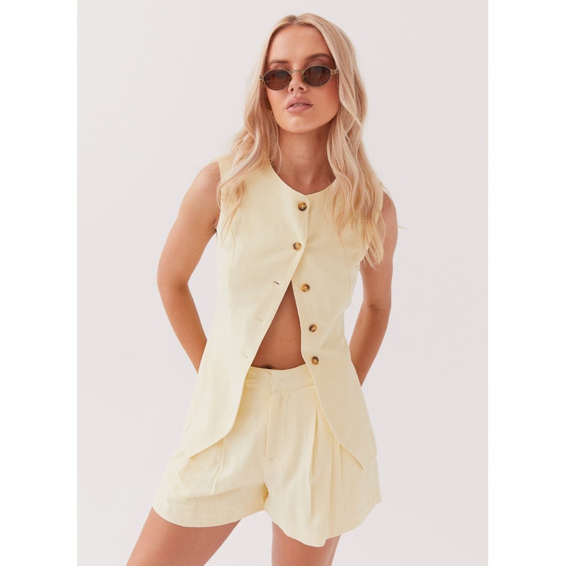 Born For Bordeaux Linen Vest – Lemon