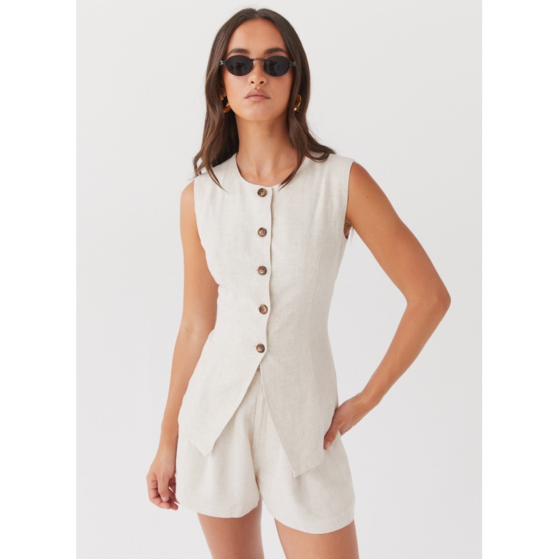Born For Bordeaux Linen Vest – Oatmeal