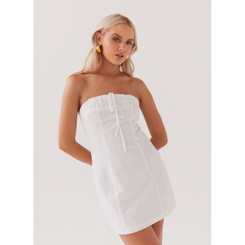 Bronwyn Broderie Mini Dress – White