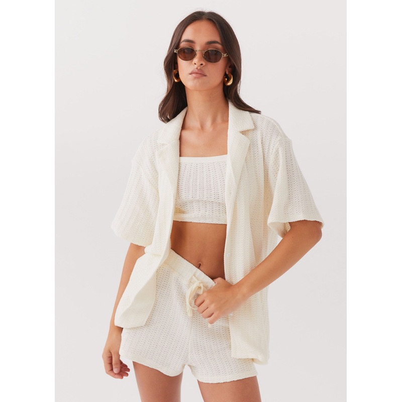 By The Bay Oversized Knit Shirt – Ivory