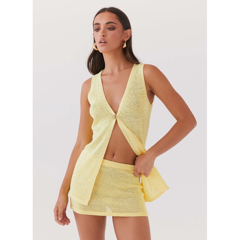 Capri Glow Knit Mini Skirt – Canary