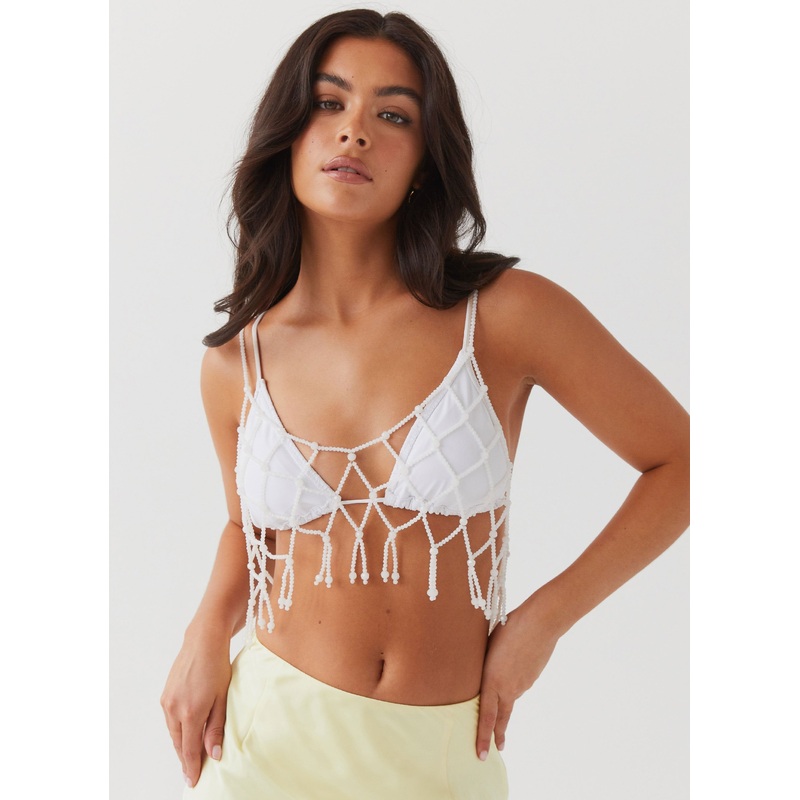 Constantina Beaded Vest Top – White