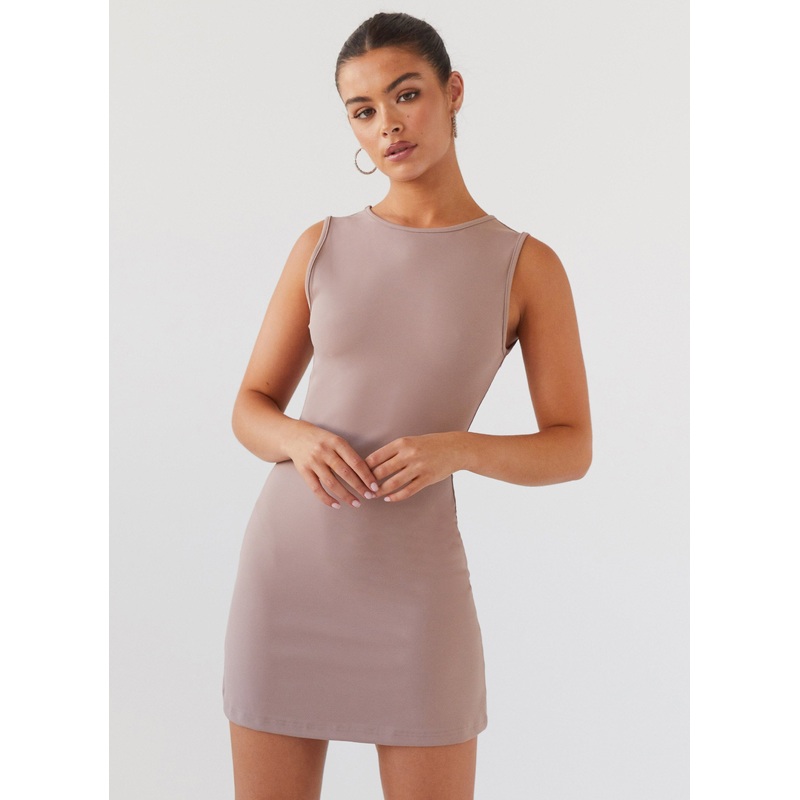 Cosmic Chic Mini Dress – Latte
