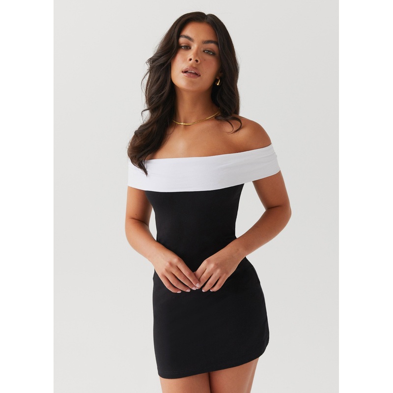 Diamonds and Pearls Mini Dress – Black