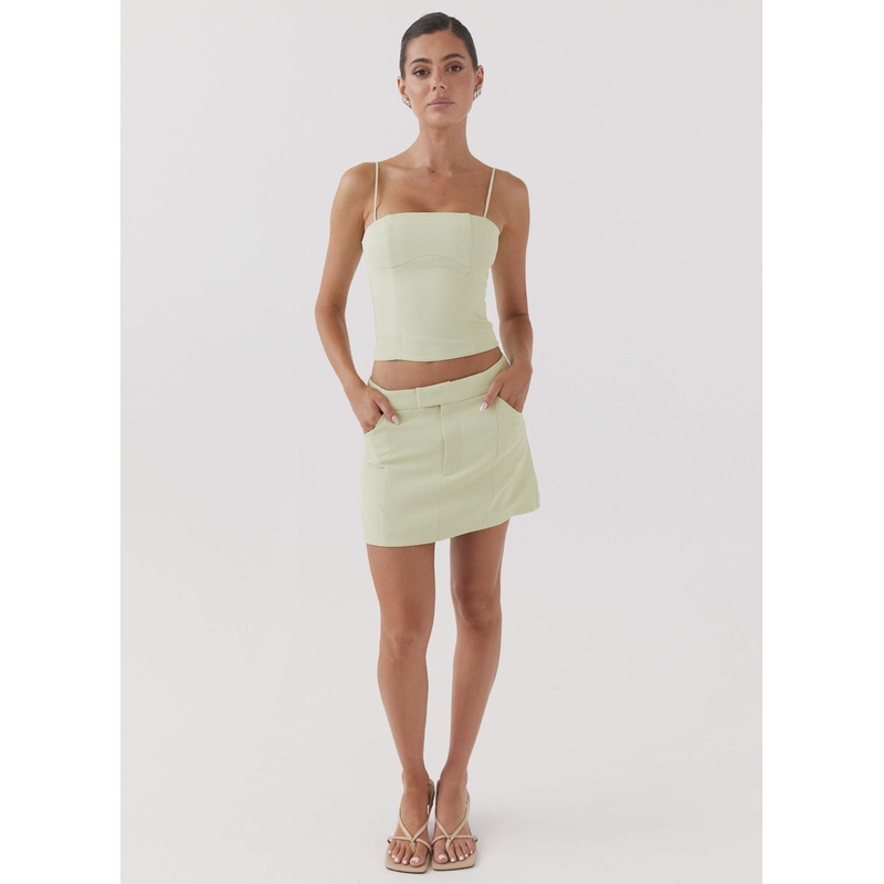 Eliana Suit Mini Skirt – Green Zest