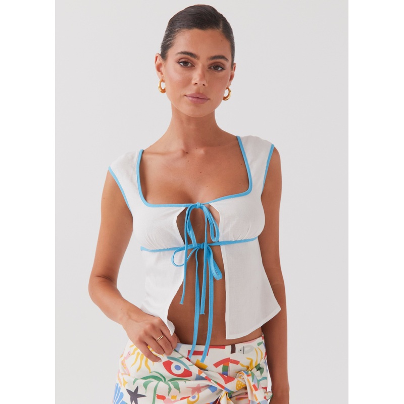 Fade Out Linen Top – White