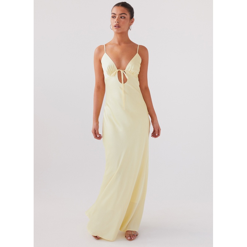 Flora Satin Maxi Dress – Lemon
