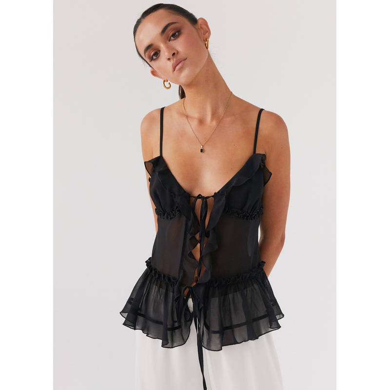 Got It Bad Frill Cami Top – Black