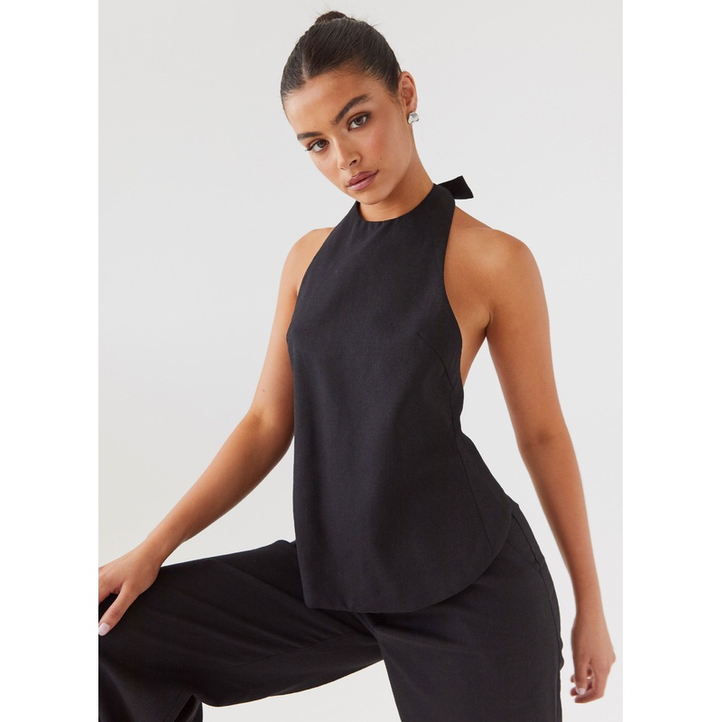 Heatwave Linen Apron Top – Black