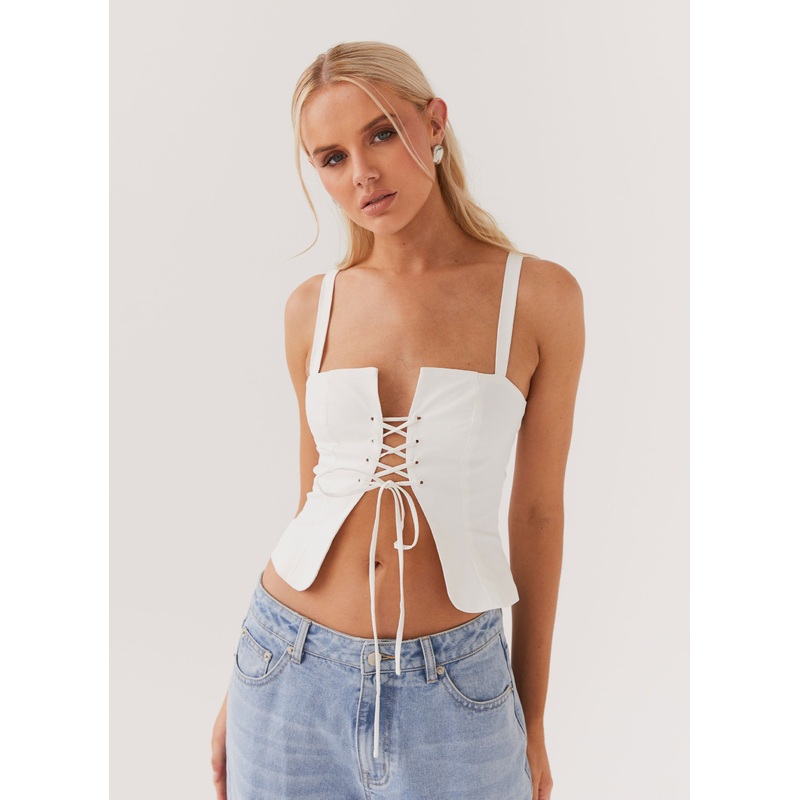 Hopeful Hearts Bustier Top – White