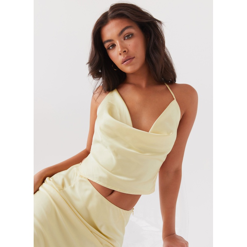 Ivanna Satin Top – Lemon
