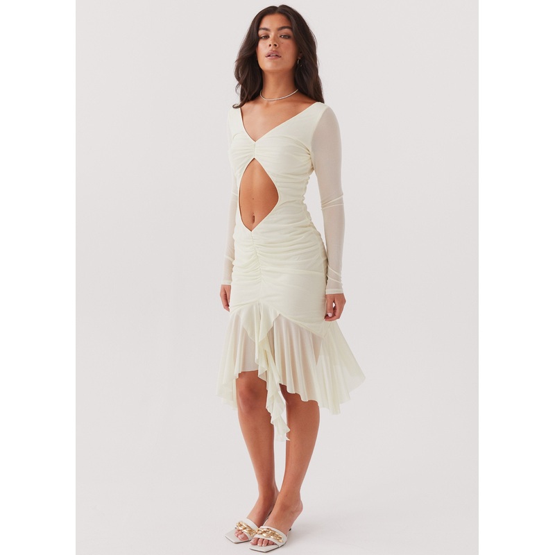 Kiara Mesh Midi Dress – Limoncello