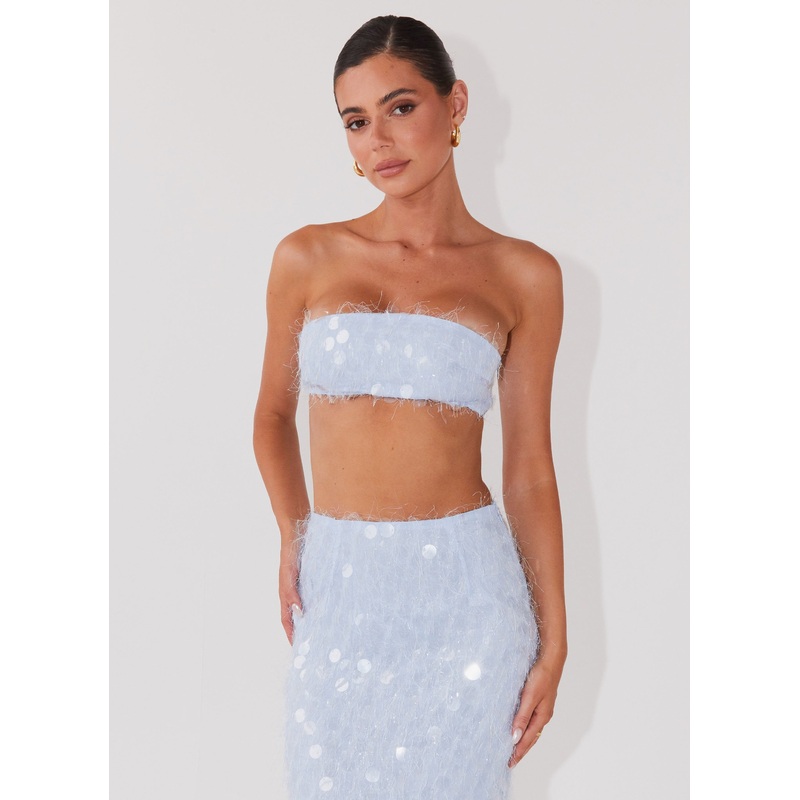 Kyleigh Textured Sequin Bandeau Top – Lavender Mist