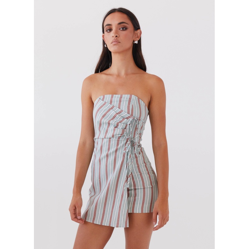 Lavinia Linen Tube Mini Dress – Coastal Stripe