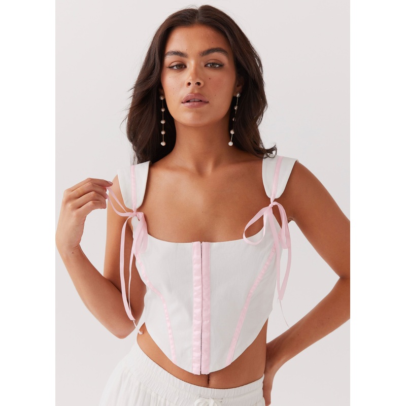 Love Letters Bow Bustier Top – Pink Ribbon