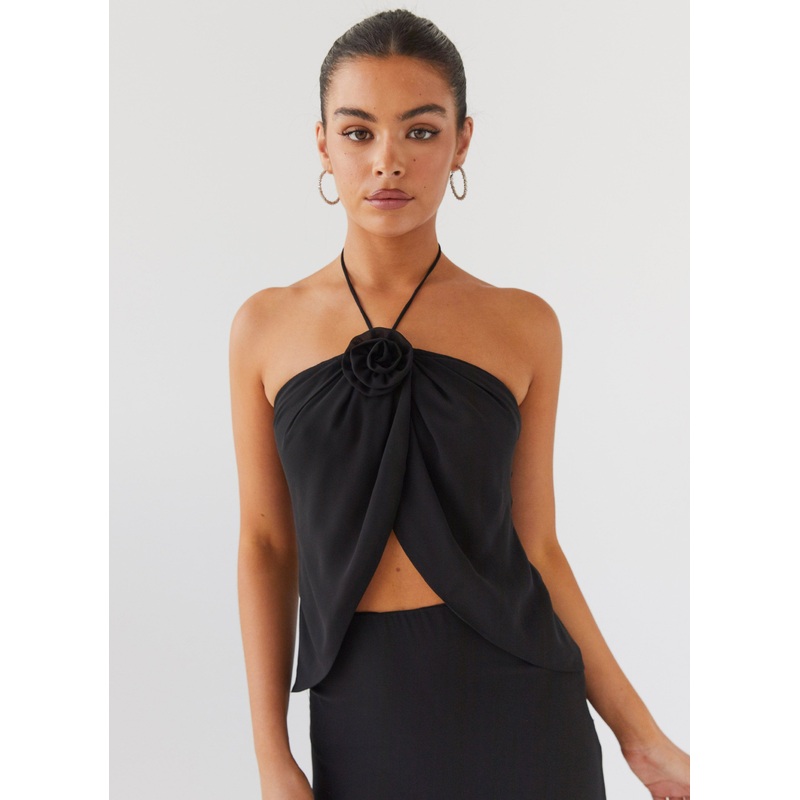 Nightfall Rose Tie Top – Midnight
