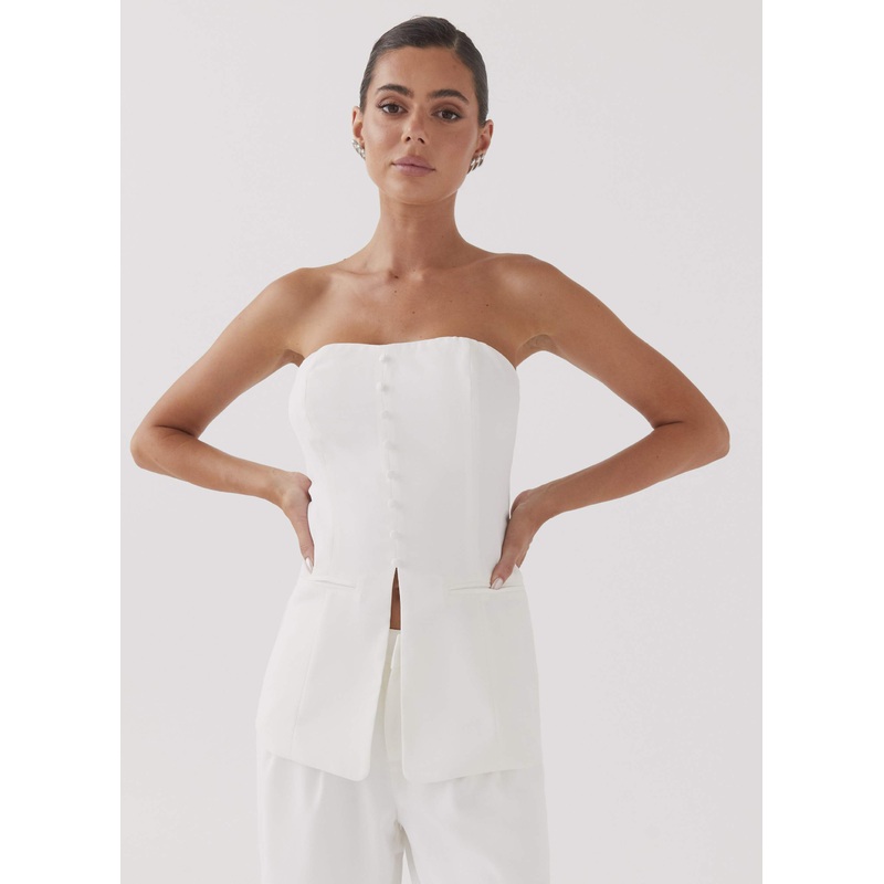 Riveria Tailored Strapless Top – Ivory