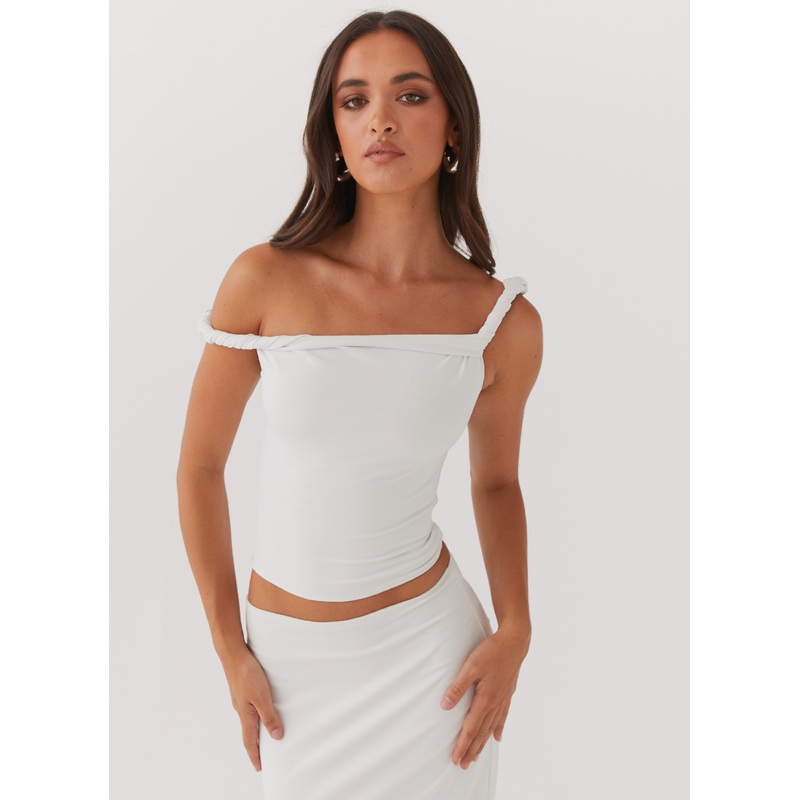 Solace Soul Twist Shoulder Top – Ivory