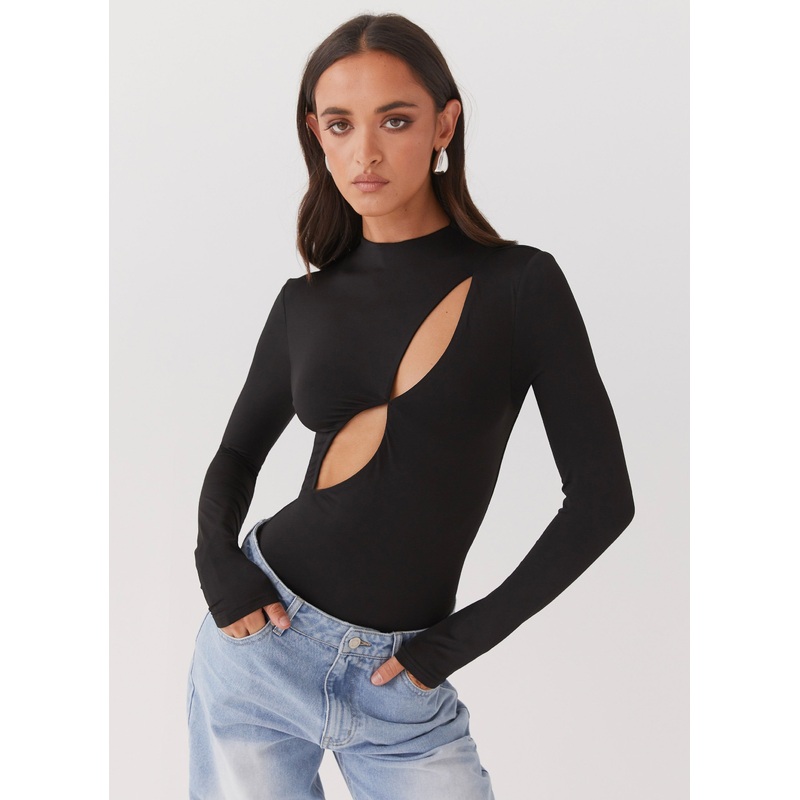 Special Affair Long Sleeve Bodysuit – Black