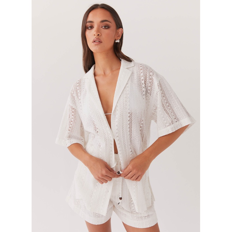 Sun Catcher Knit Oversized Shirt – Ivory