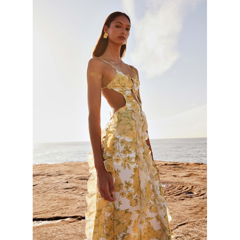 Sunset Kisses Ruffle Maxi Dress – Daffodil