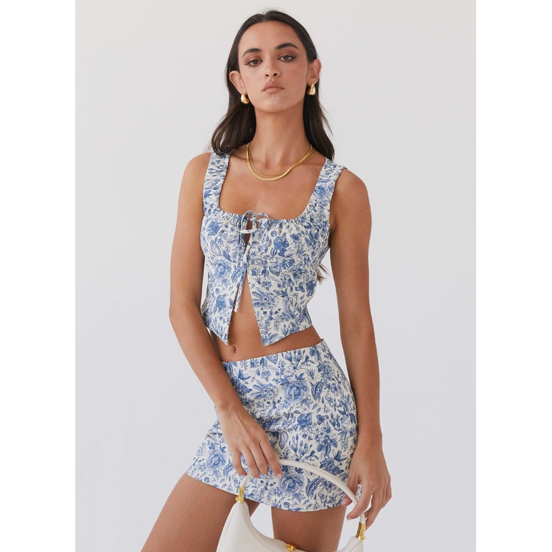 Take Me Away Corset Top – Blue Paisley