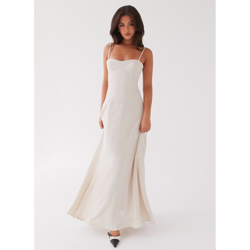 Angelina Linen Maxi Dress – Oatmeal